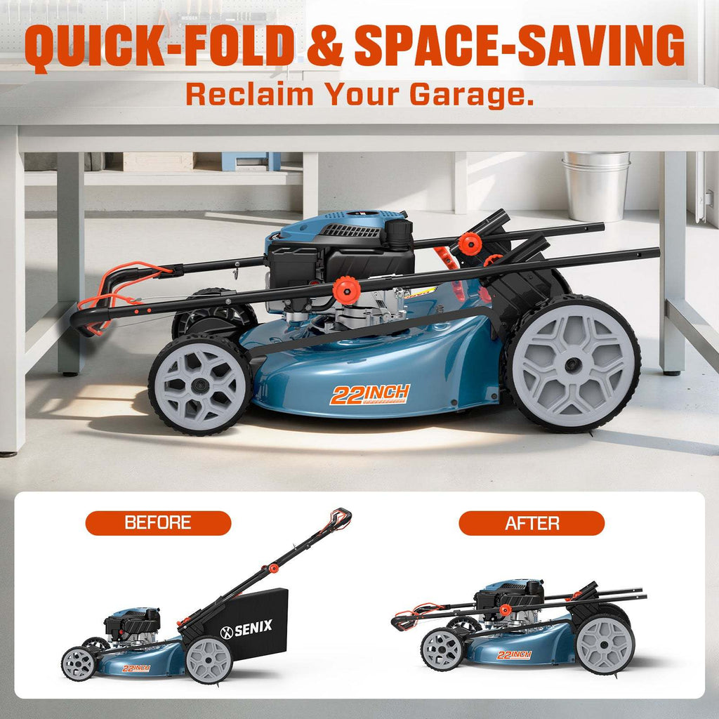 22 Self-Propelled Gas Lawn Mower with 170cc OHV 4-Cycle Engine, 3-in-1 Walk-Behind Mower, 6-Position Height Adjustment