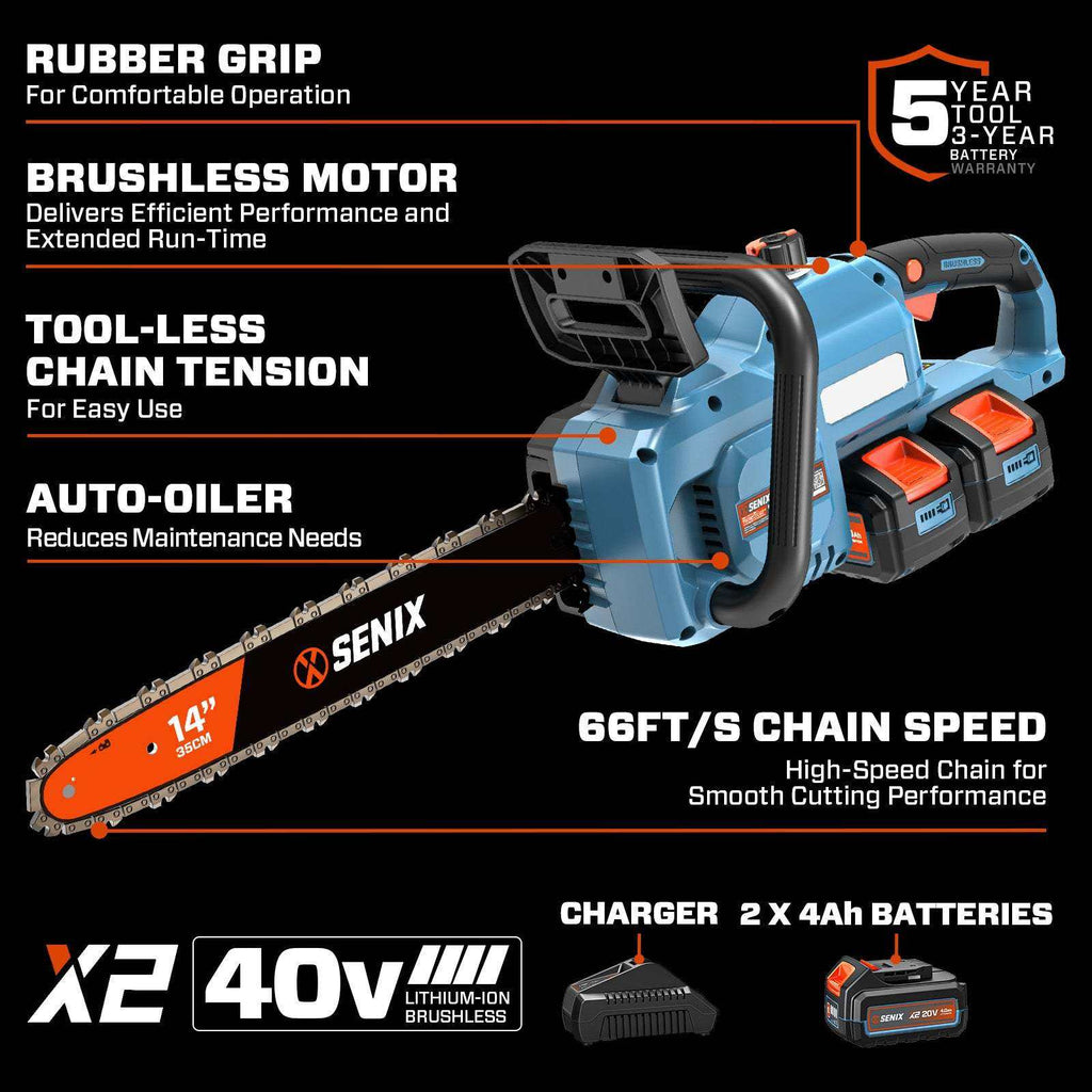 40V Max* 14 Cordless Chainsaw, Brushless (2 4.0 Ah Batteries & Charger Included)