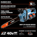 40V 14 Cordless Chainsaw, Brushless (2 4.0 Ah Batteries & Charger Included)