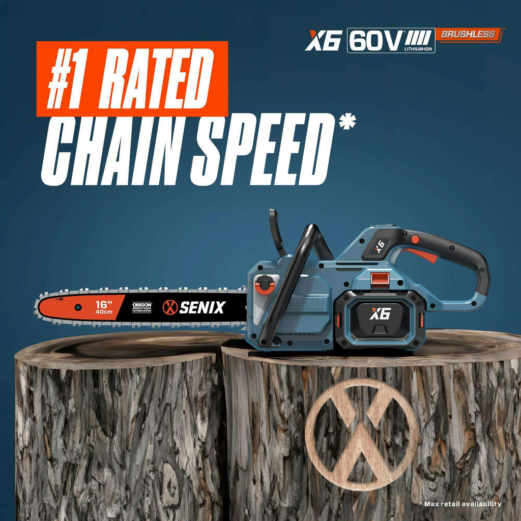 60V Max Cordless Yard Care Combo Kit: 16-Inch Brushless Chainsaw (CSX6-M) & 16-Inch Brushless String Trimmer (GTX6-M), (3.0 Ah Battery & 4.0 Ah Battery & Charger Included)