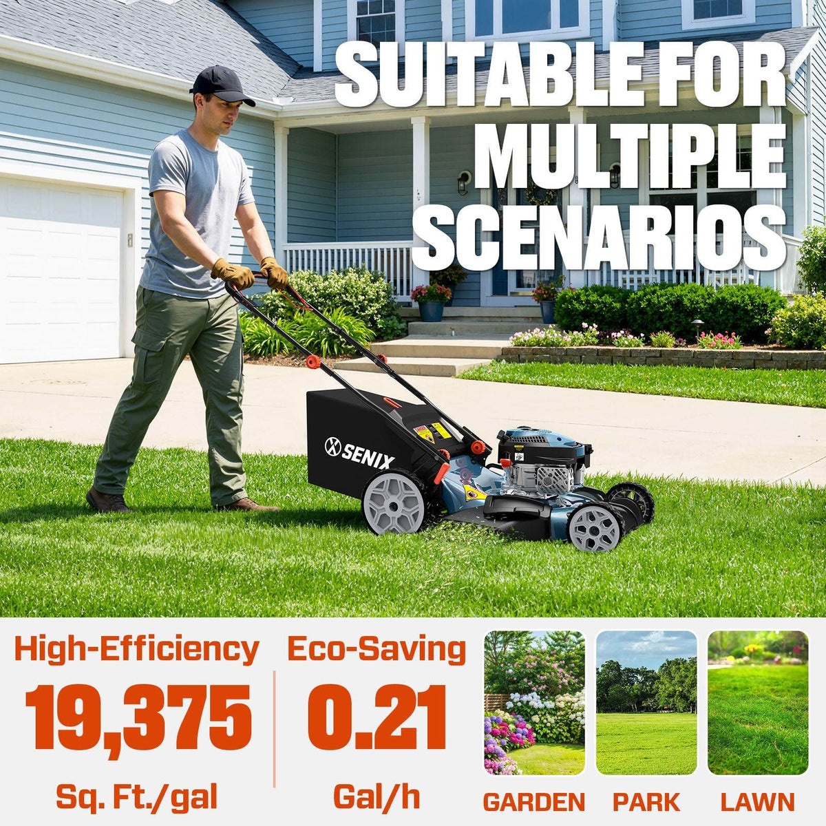 22 Self-Propelled Gas Lawn Mower with 170cc OHV 4-Cycle Engine, 3-in-1 Walk-Behind Mower, 6-Position Height Adjustment