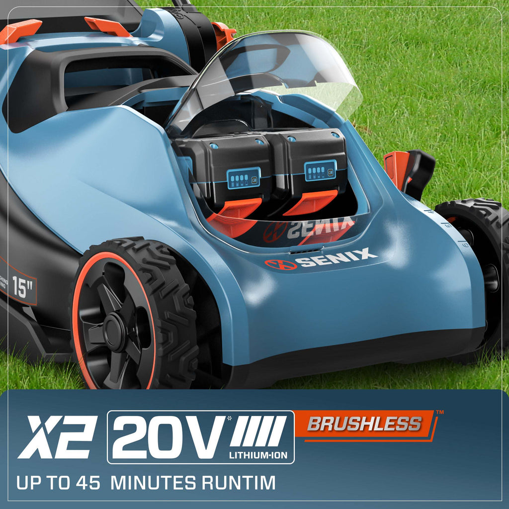 40V Max* 15 Cordless Electric Push Lawn Mower 2-in-1 Bagging & Mulching, Brushless (2 4.0 Ah Batteries & Charger Included)