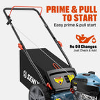 21'' 144 cc Gas-Powered 4-Stroke Engine Push Lawn Mower, 3-in-1 Design, Steel Deck, 6-Level 1.25''-3.75'' Cutting Height, with 1.7 Bushels Grass Bag LSPG-M14