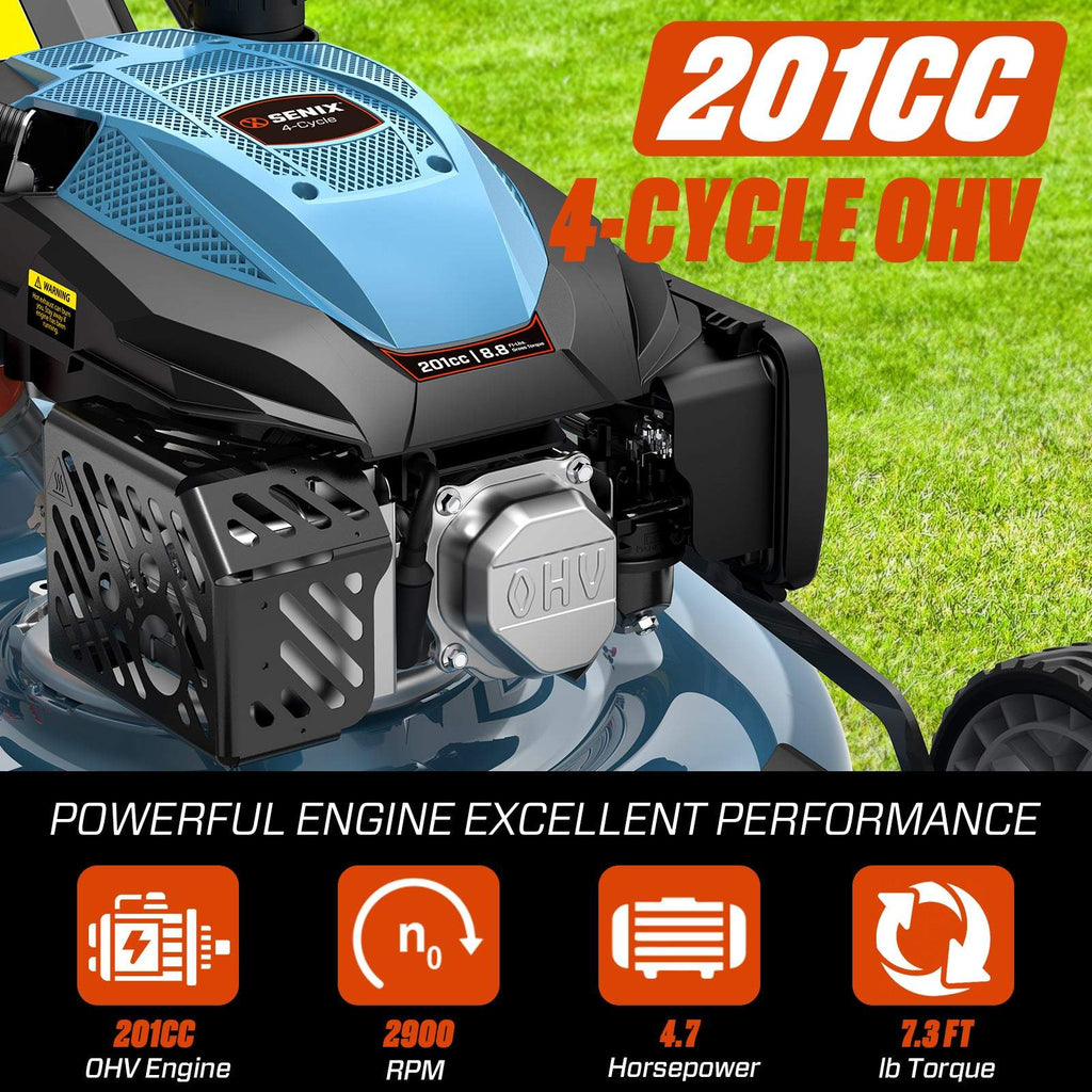 201cc Gas Lawn Mower, 22 Single-Speed Self-Propelled Mower