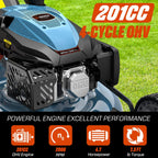 201cc Gas Lawn Mower, 22 Single-Speed Self-Propelled Mower
