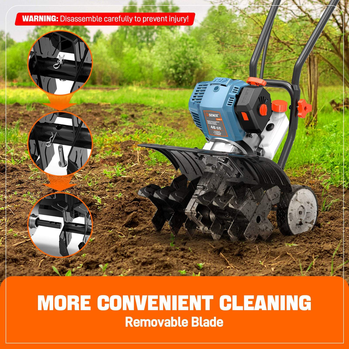 46cc 4-Cycle Gas Tiller Cultivator