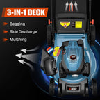 22 Self-Propelled Gas Lawn Mower with Variable Speed, 201cc 4-Cycle RV200Pro Engine, 3-in-1 Cutting System, 6-Position Height Adjustment