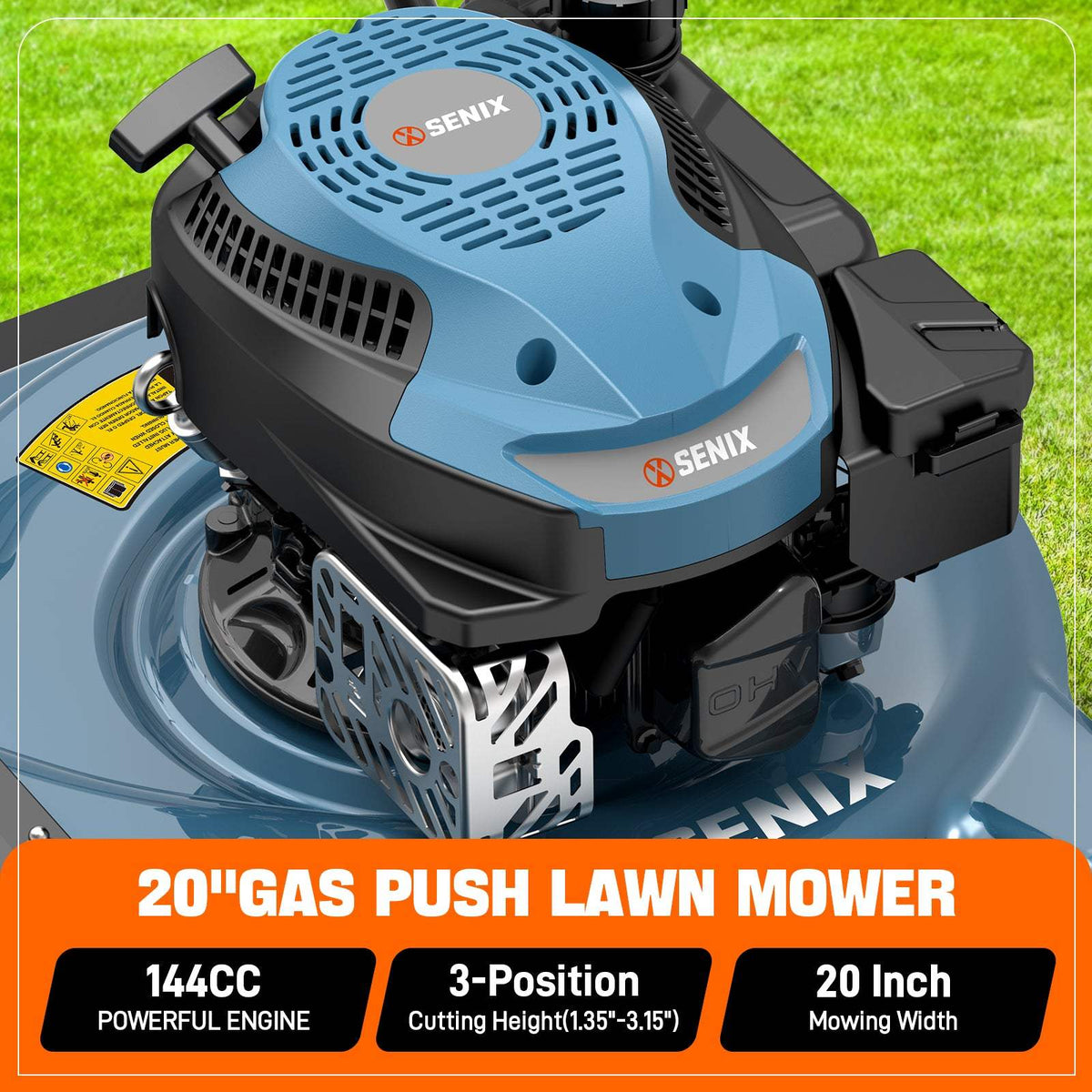 20-Inch 144cc 4-Cycle Gas Push Lawn Mower with Side Discharge LSPG-L4