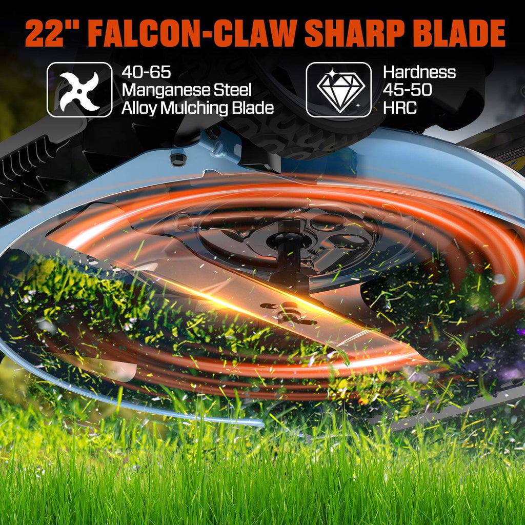 201cc Gas Lawn Mower, 22 Single-Speed Self-Propelled Mower
