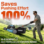 22 Self-Propelled Gas Lawn Mower with Variable Speed, 201cc 4-Cycle RV200Pro Engine, 3-in-1 Cutting System, 6-Position Height Adjustment