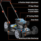 21 144cc 4-Cycle Gas Push Lawn Mower with 2-in-1 Side Discharge & Mulching LSPG-L6