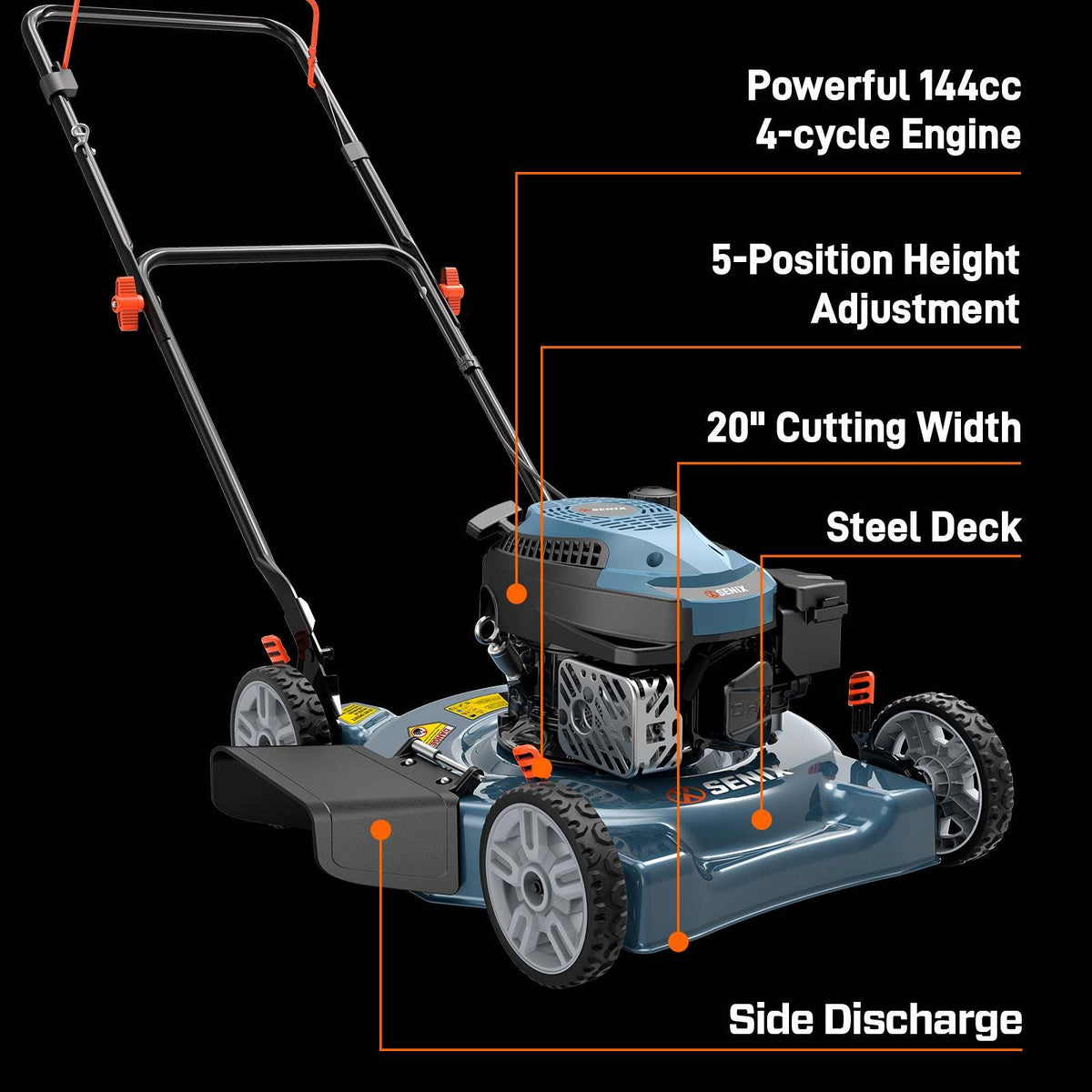 20 144cc 4-Cycle Gas Push Lawn Mower with Side Discharge LSPG-L5