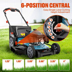 22 Self-Propelled Gas Lawn Mower with Variable Speed, 201cc 4-Cycle RV200Pro Engine, 3-in-1 Cutting System, 6-Position Height Adjustment