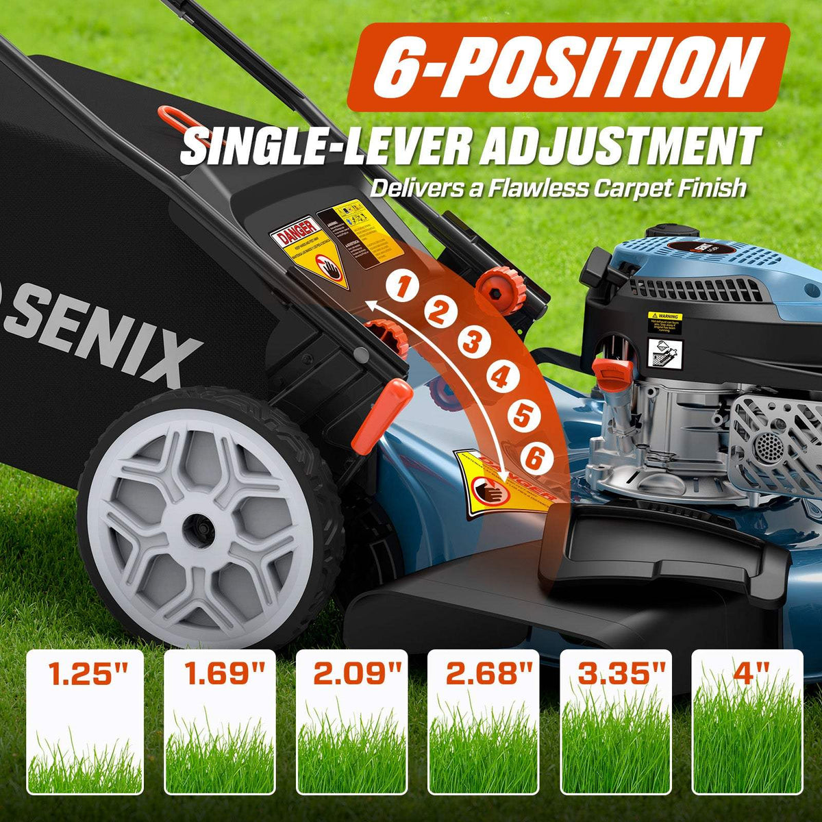 22 Self-Propelled Gas Lawn Mower with 170cc OHV 4-Cycle Engine, 3-in-1 Walk-Behind Mower, 6-Position Height Adjustment