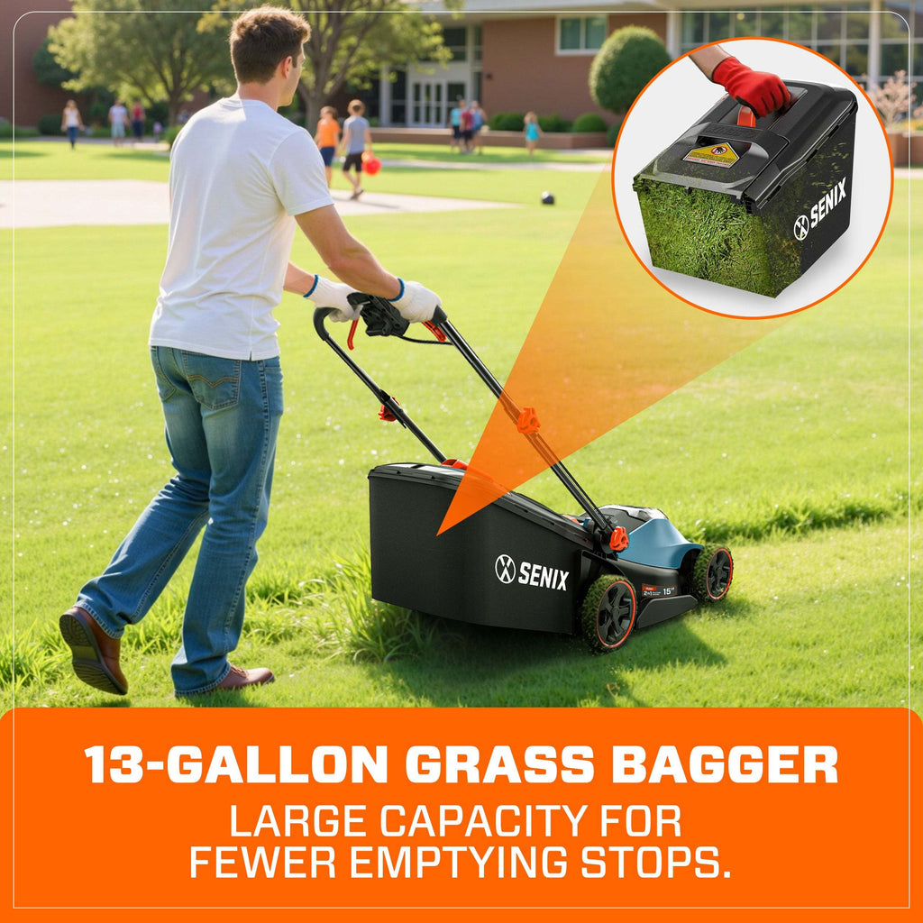 40V Max* 15 Cordless Electric Push Lawn Mower 2-in-1 Bagging & Mulching, Brushless (2 4.0 Ah Batteries & Charger Included)