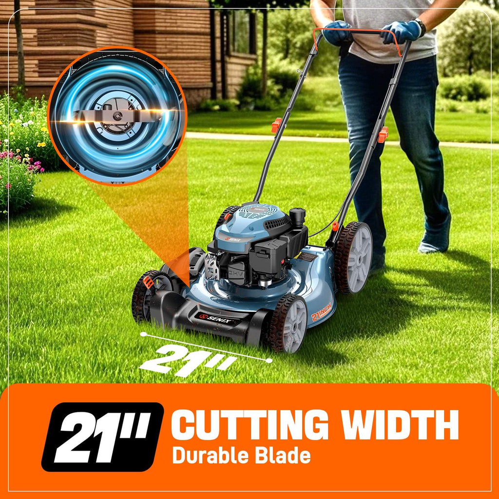 21 144cc 4-Cycle Gas Push Lawn Mower with 2-in-1 Side Discharge & Mulching LSPG-L6