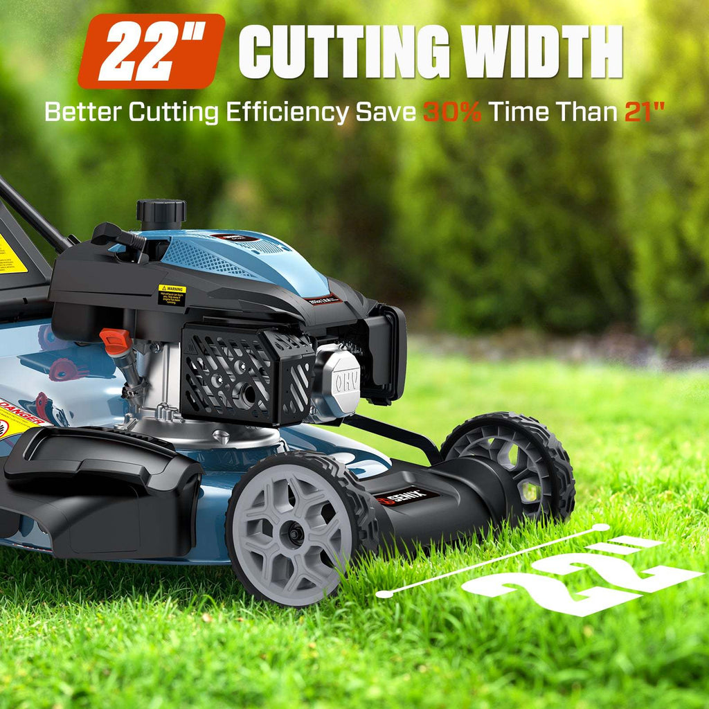 201cc Gas Lawn Mower, 22 Single-Speed Self-Propelled Mower