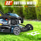 201cc Gas Lawn Mower, 22 Single-Speed Self-Propelled Mower