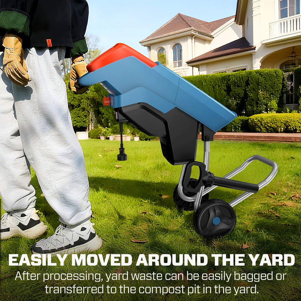 15-Amp Electric Chipper Shredder Mulcher with 46L Collection Bag, 1.6 Cutting Capacity, 22:1 Reduction, 4000 RPM Max Speed
