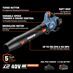 40V Fall & Winter Cleanup Combo kit – 21 Snow Thrower & 700 CFM Leaf Blower & Short Tube
