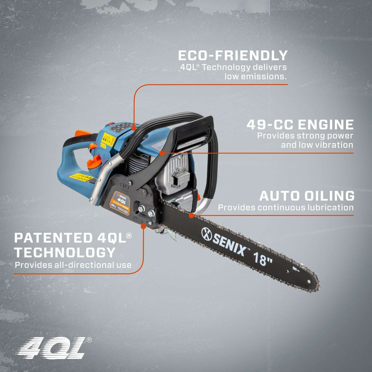 49cc 4-Cycle 18 Gas Chainsaw
