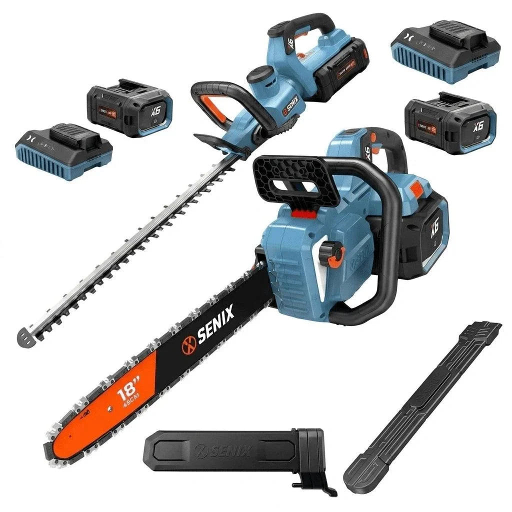 60V Max Cordless Tree & Shrub Care Combo Kit: 26-Inch Brushless Hedge Trimmer HTX6-M1 & 18-Inch Brushless Chainsaw CSX6-M1, Battery and Charger Included