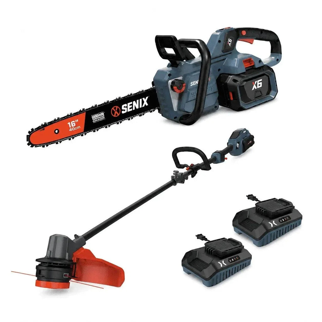 60V Max Cordless Yard Care Combo Kit: 16-Inch Brushless Chainsaw (CSX6-M) & 16-Inch Brushless String Trimmer (GTX6-M), (3.0 Ah Battery & 4.0 Ah Battery & Charger Included)
