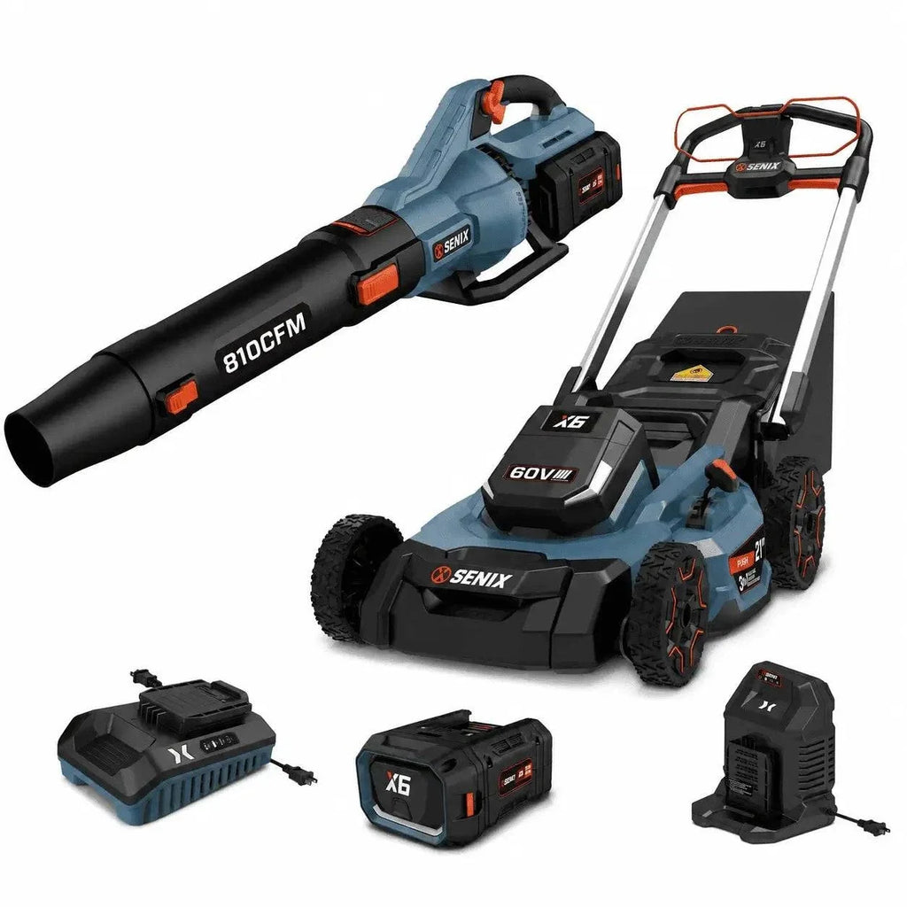 60V Max Cordless Lawn Care Combo Kit: 21-Inch Brushless Push Mower (LPPX6-H) & 810 CFM Leaf Blower (BLAX6-M1), Battery and Charger Included