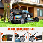 22 201cc Gas Lawn Mower, Variable Speed Rear Wheel Self-Propelled Mower, 3-in-1 Mulching, Bagging, Discharging