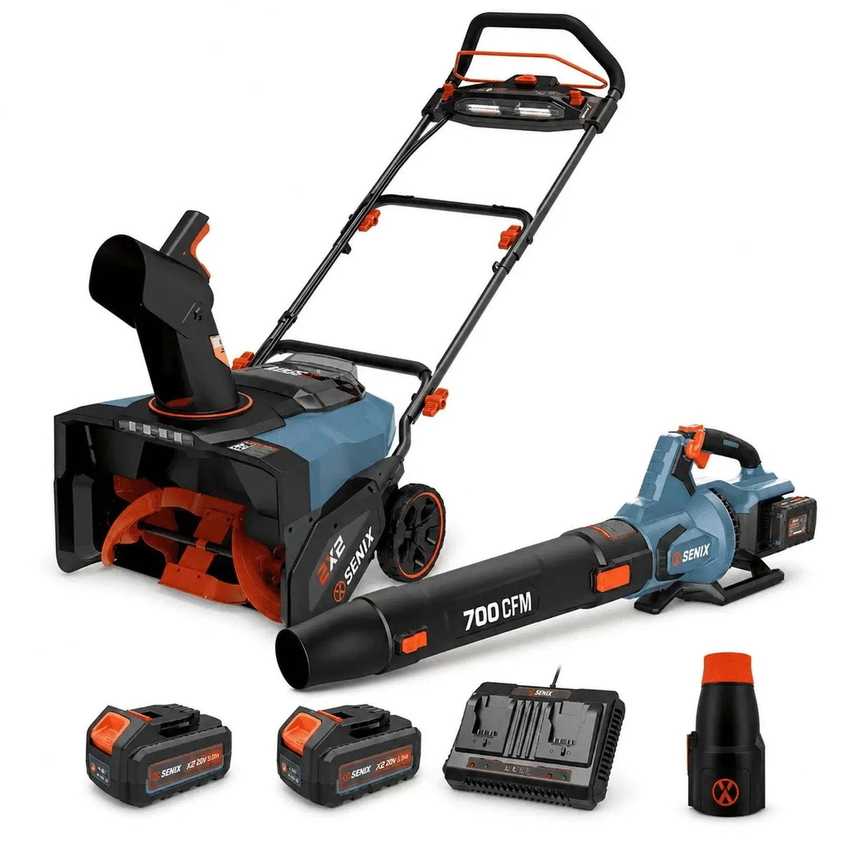 40V Fall & Winter Cleanup Combo kit – 21 Snow Thrower & 700 CFM Leaf Blower & Short Tube