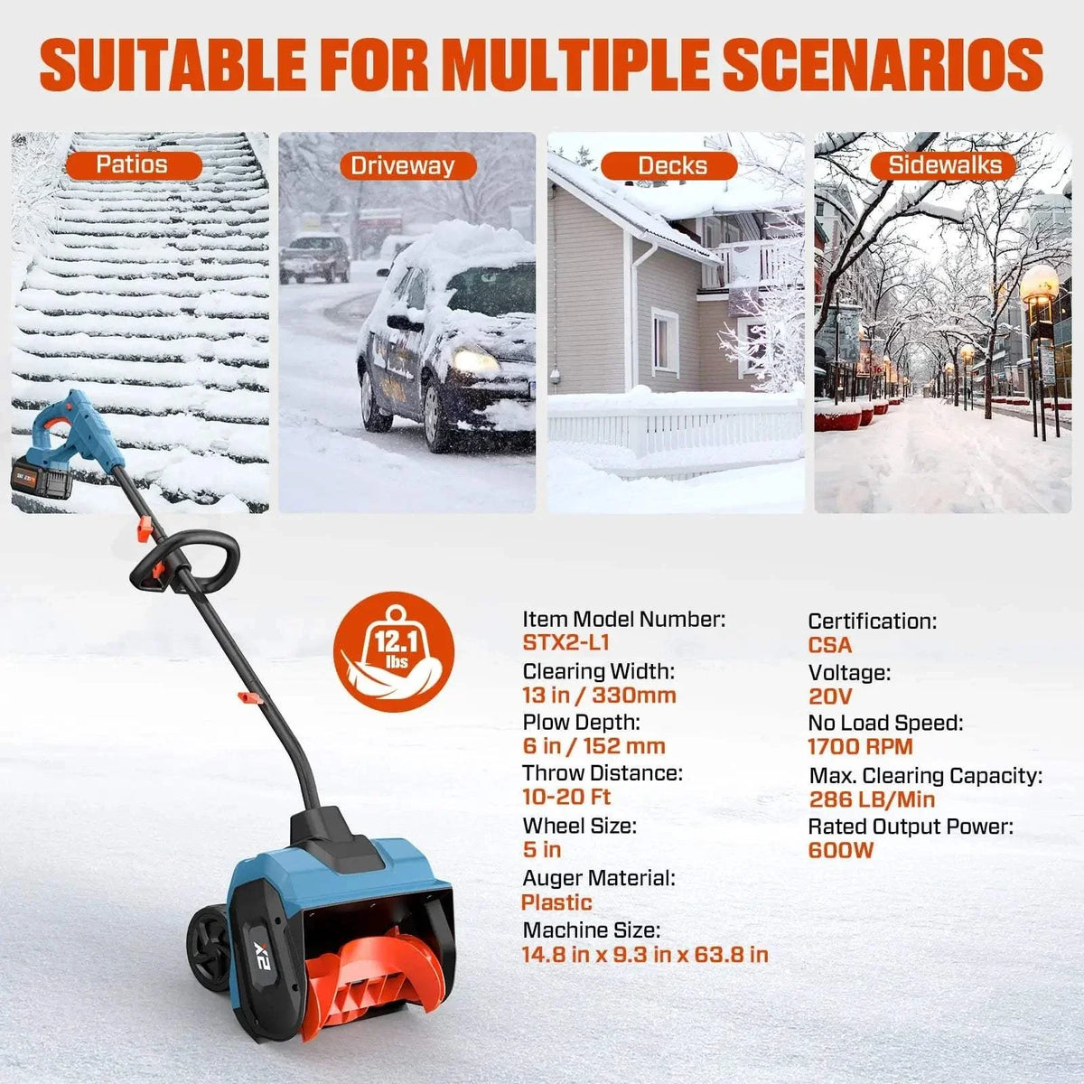 20V Max 13 Cordless Snow Shovel STX2-L1