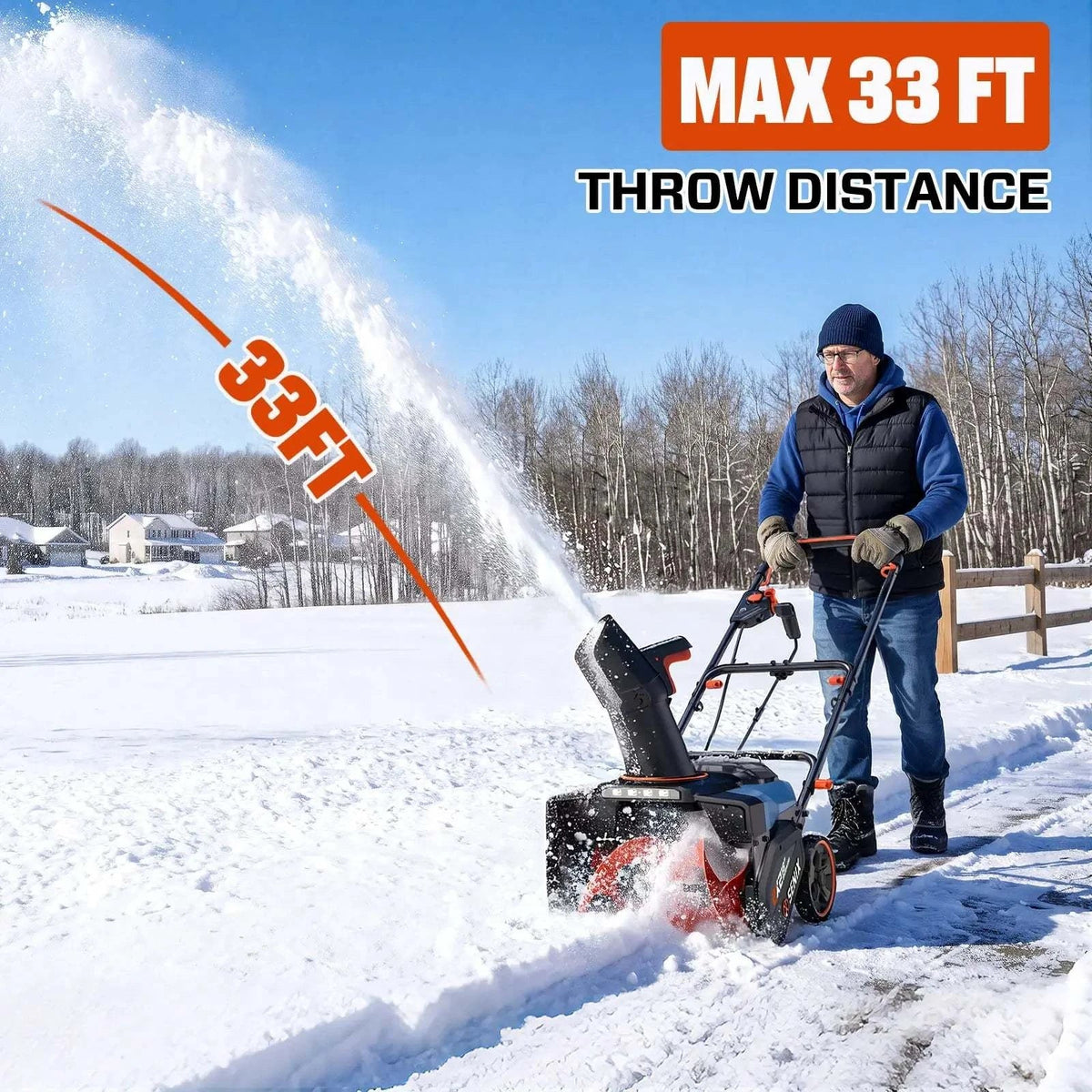 40V Max 18 Cordless Snow Blower, Brushless 2*5.0 Ah Batteries & Dual-Port Charger Included