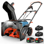 40V Max 18 Cordless Snow Blower, Brushless 2*5.0 Ah Batteries & Dual-Port Charger Included