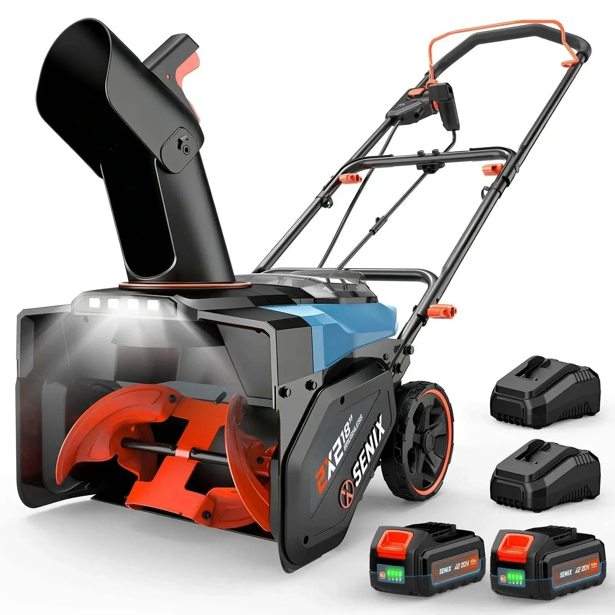 40V Max 18 Cordless Snow Blower, Brushless 2*5.0 Ah Batteries & Dual-Port Charger Included