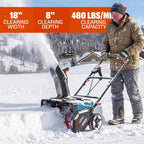40V Max 18 Cordless Snow Blower, Brushless 2*5.0 Ah Batteries & Dual-Port Charger Included