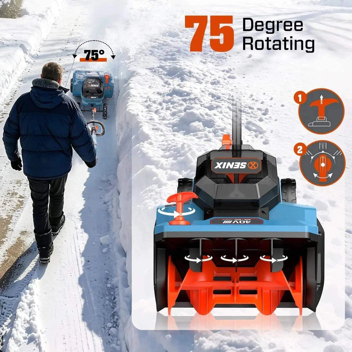 40V Max 15-Inch Cordless Snow Shovel, Brushless, 2*5.0Ah Batteries & 2*Chargers Included STX2-M2