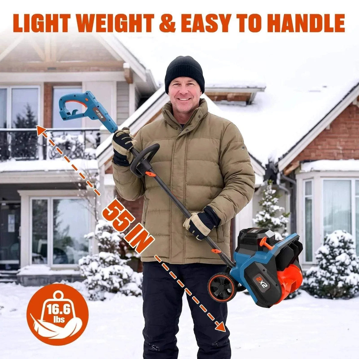40V Max 15-Inch Cordless Snow Shovel, Brushless, 2*5.0Ah Batteries & 2*Chargers Included STX2-M2